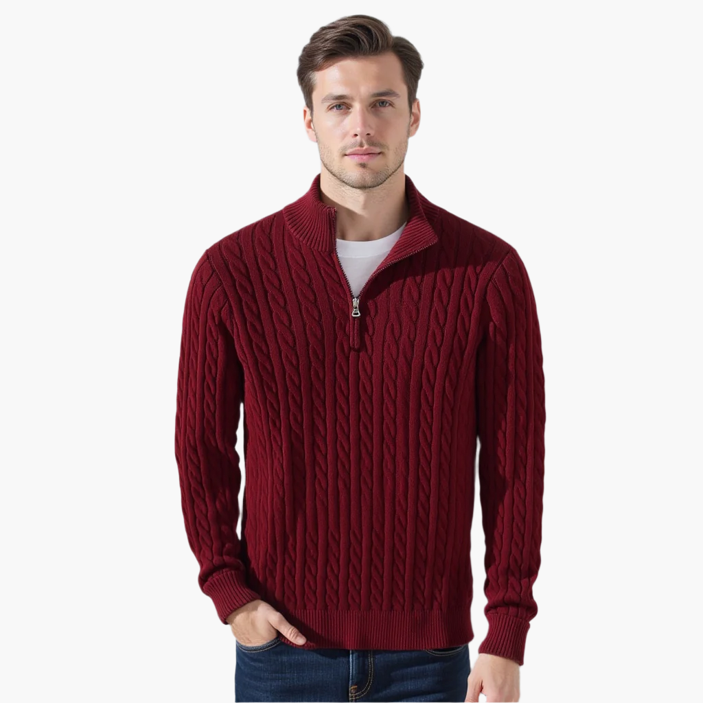 Zipped Cable Sweater